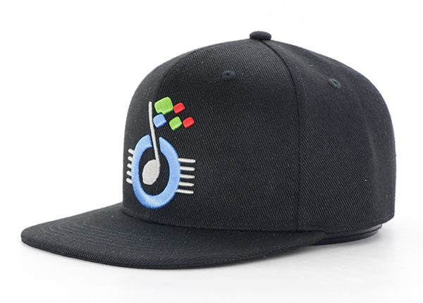 Black Snapback Flat Bill Hat 3D Embroidery Flat Cap Snapback Hat