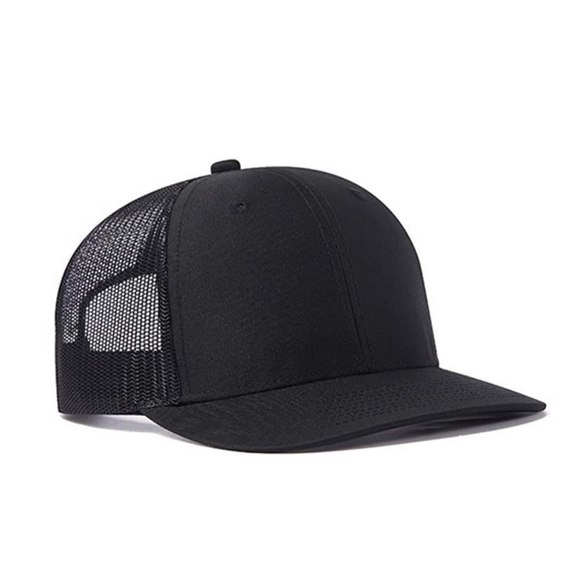 All Black Trucker Hat With a American Logo on the Side & a Velcro Logo Front