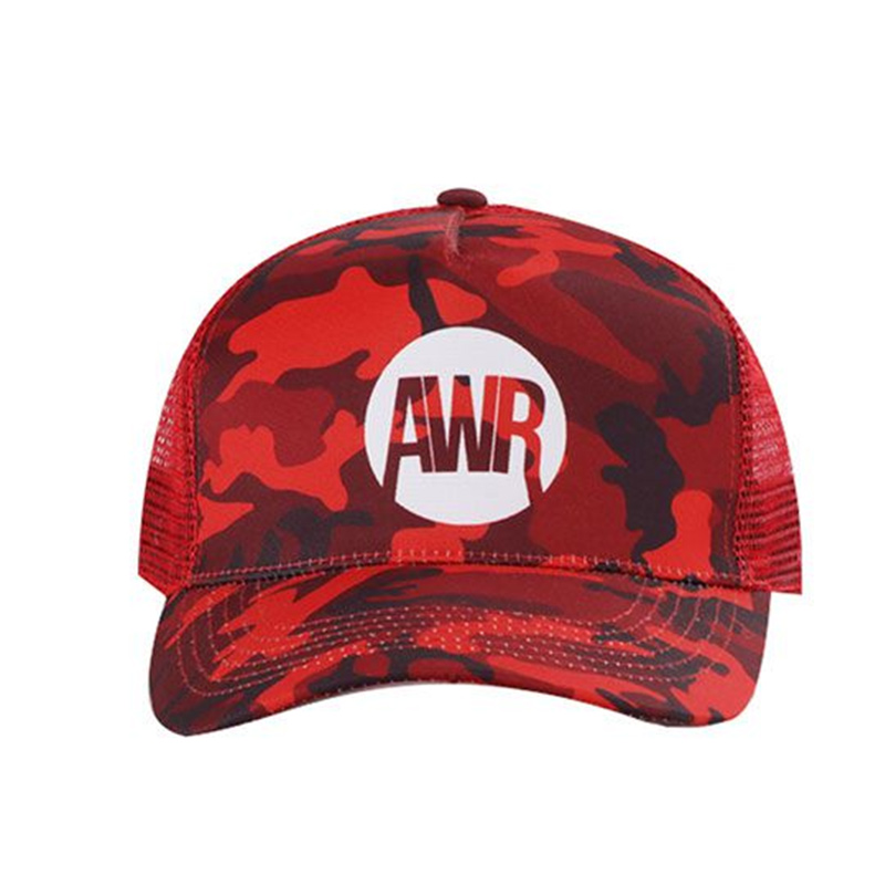Red Digital Camo Baseball Hats Custom Camo Trucker Hat