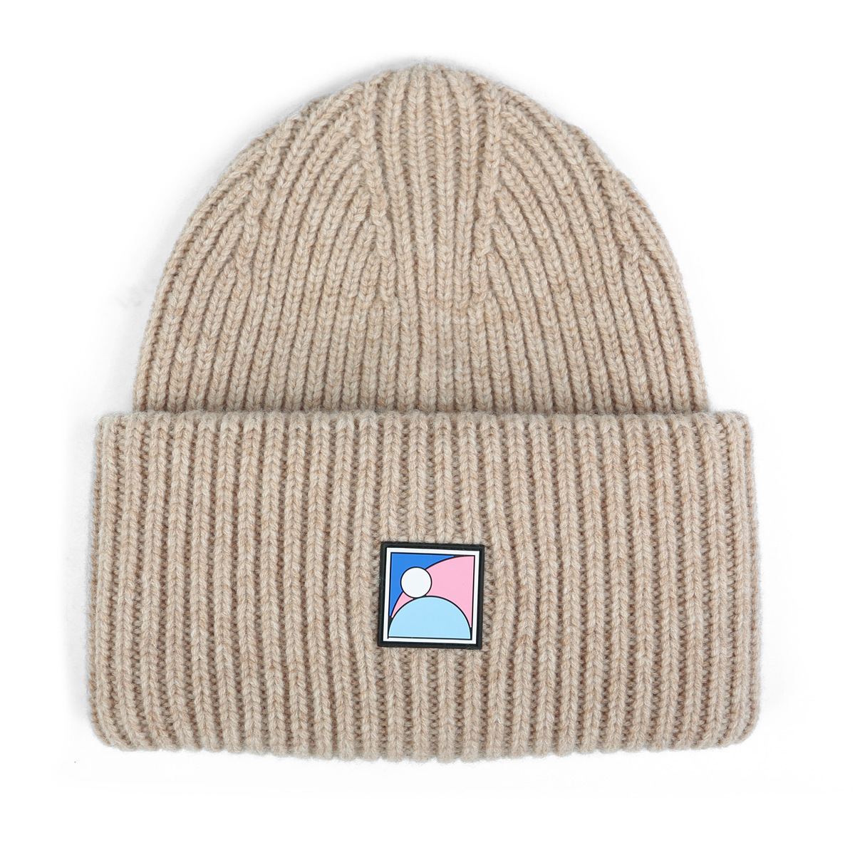 Custom Heathered Grey Cuffed Pom Knit Hat-b014